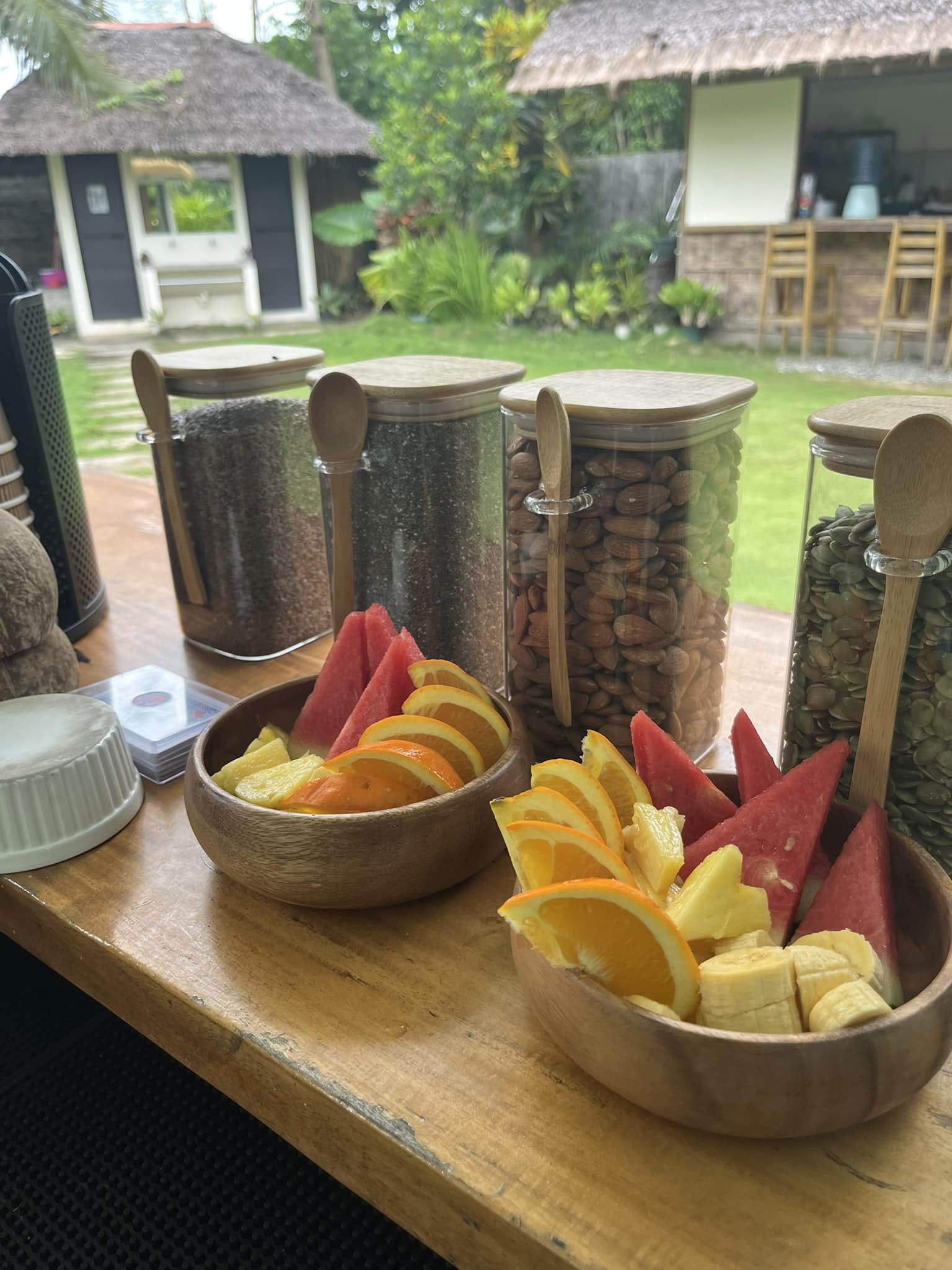 Open-air restaurant and bar set among the palms at Ohana Resort Siargao