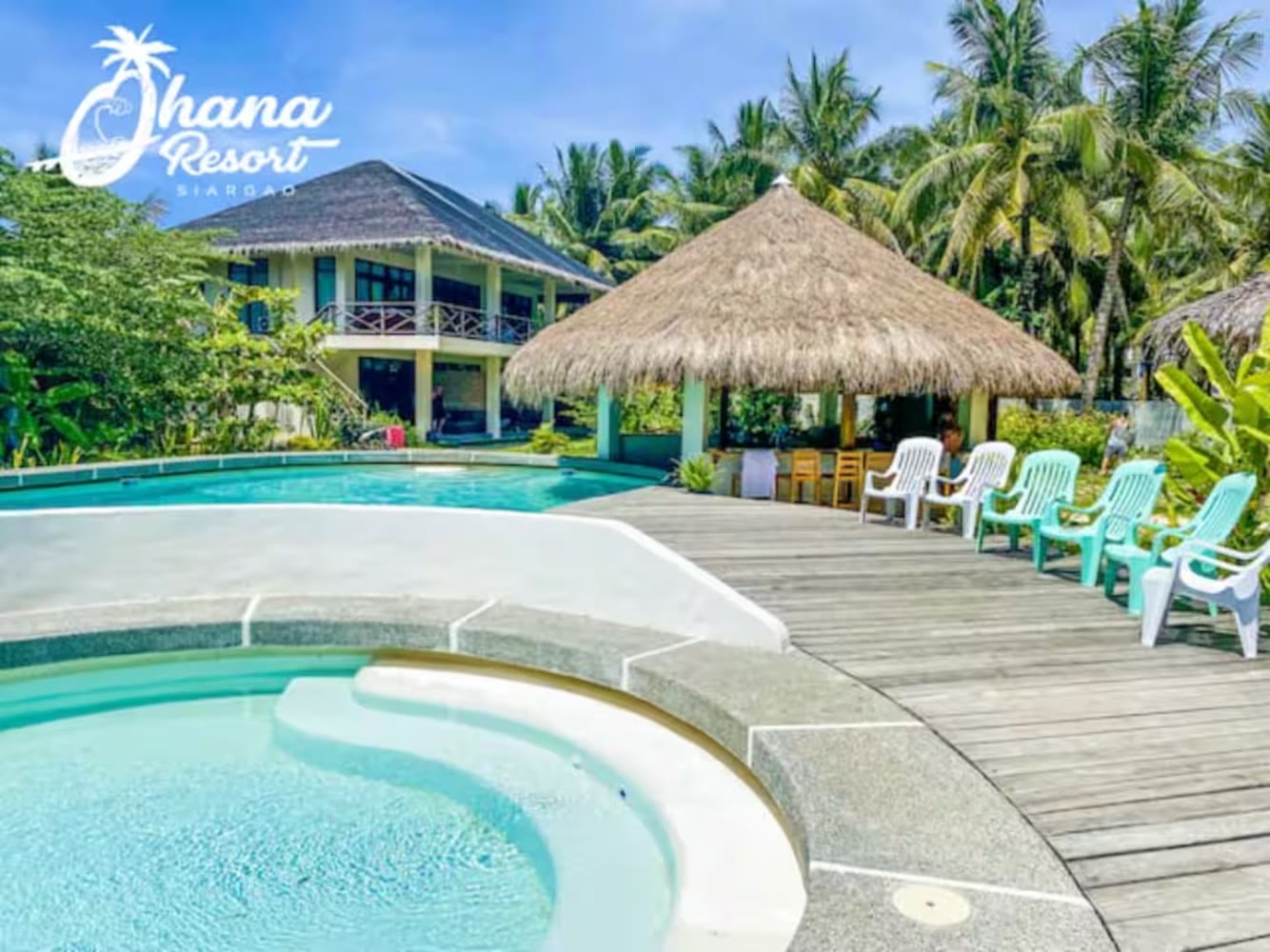 White-sand beach and palms near Ohana Resort Siargao in General Luna